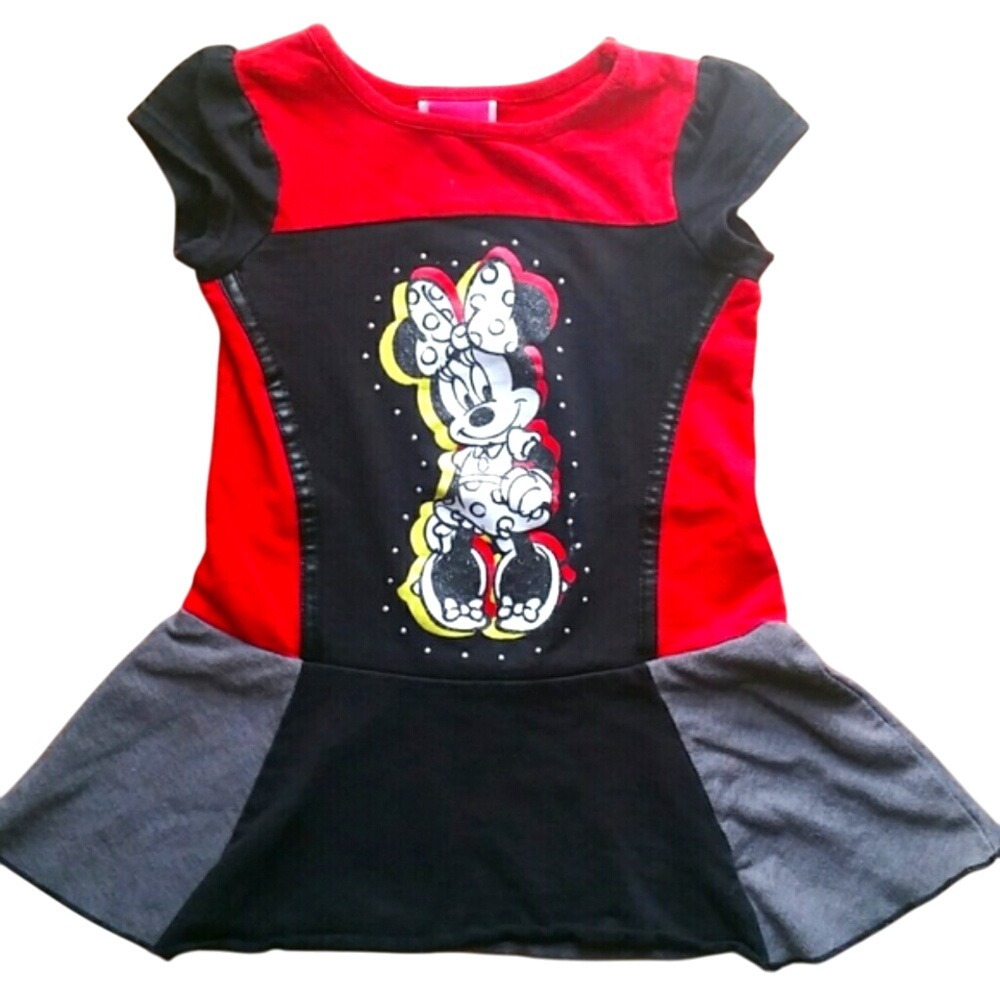 Disney Minnie Mouse Red and Black Short Sleeve Sporty Dress Size 2T